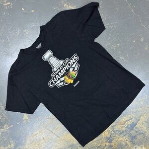 Reebok Chicago Blackhawks Shirt NHL Hockey Medium 2015 Stanley Cup Champions